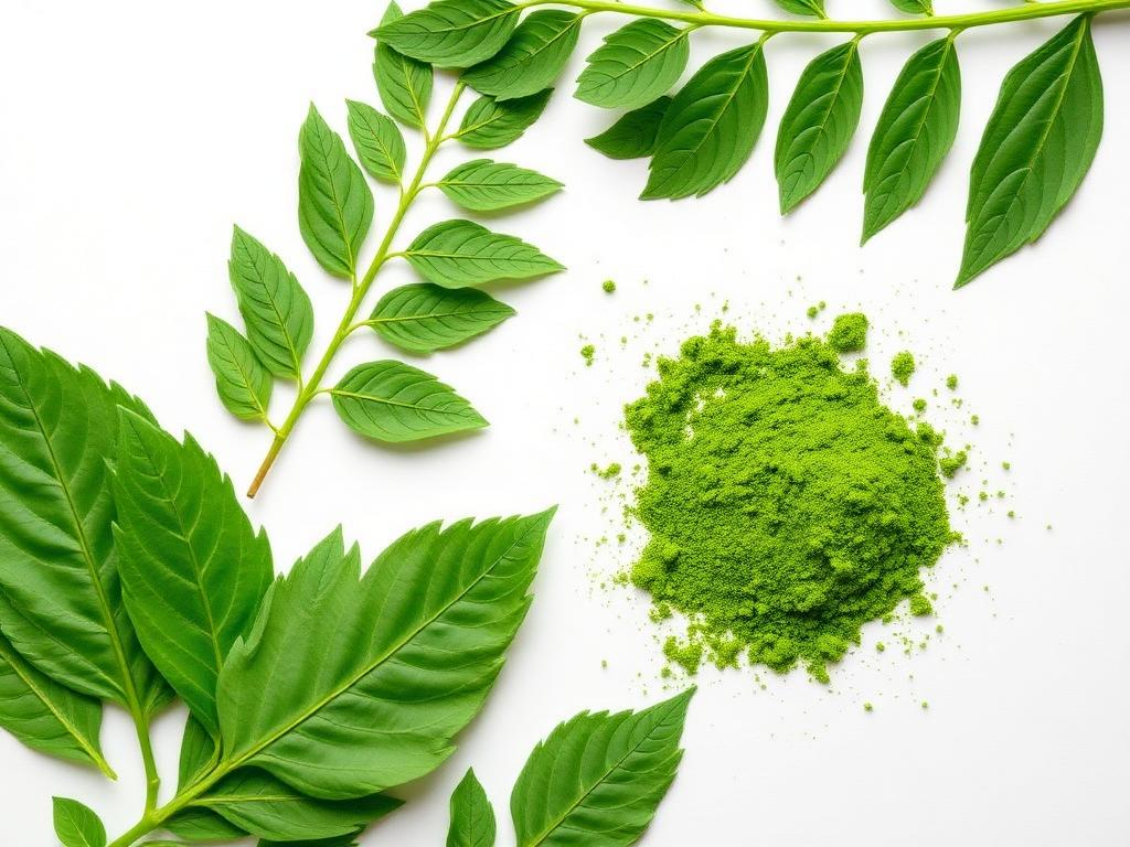 Fresh moringa leaves and powder